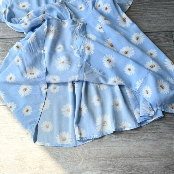 NWT Forever  21 Light Blue Daisy Open Back Button Down Shirt Dress - Picture 11 of 13